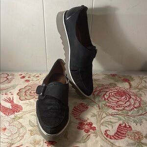 Donald J Pliner Brylee Black Animal Hair Slip-On Side Cut Out Buckle Shoes